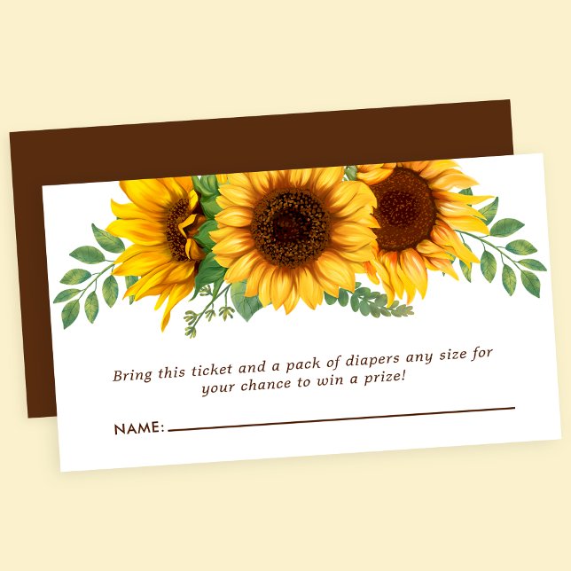Carte D'accompagnement Petit Baby shower de tournesol floral Raffin de co (Créateur téléchargé)