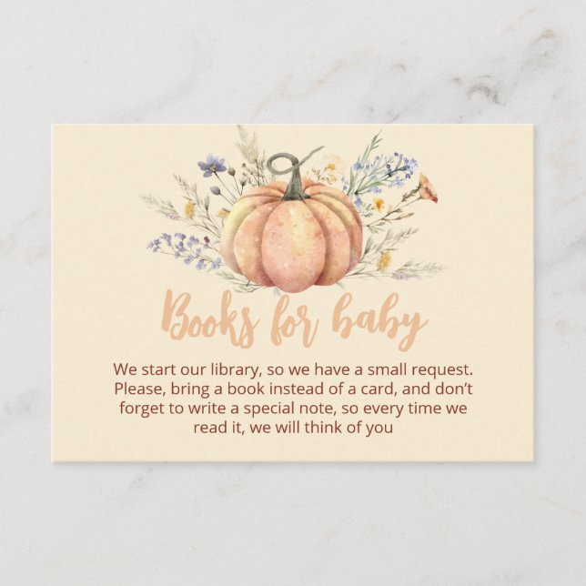 Carte D'accompagnement Petit Baby shower fleur sauvage Citrouille | Thème (Devant)