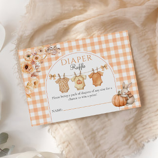 Carte D'accompagnement Petit Baby shower Floral Citrouille Déchets Raffle