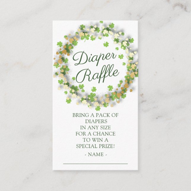 Carte D'accompagnement Petit Baby shower Shamrock Déchets Raffle (Devant)