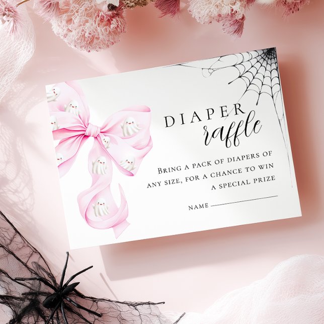 Carte D'accompagnement Petit Boo PINK Bow Baby shower Déchets Raffin (Créateur téléchargé)