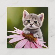 Petit chat gris floral mignon
