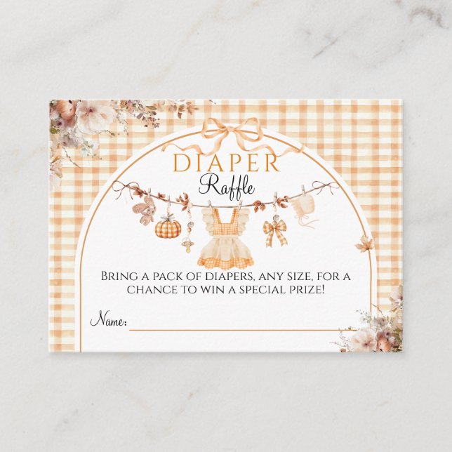 Carte D'accompagnement Petit Citrouille Floral Bow Baby shower d'automne (Devant)