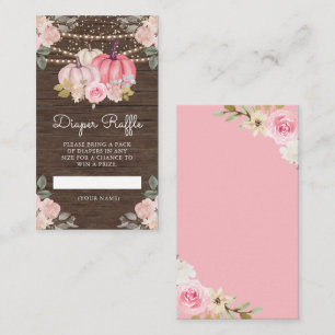 Carte D'accompagnement Petit Citrouille Rose Or Floral Bois Tombola de Co