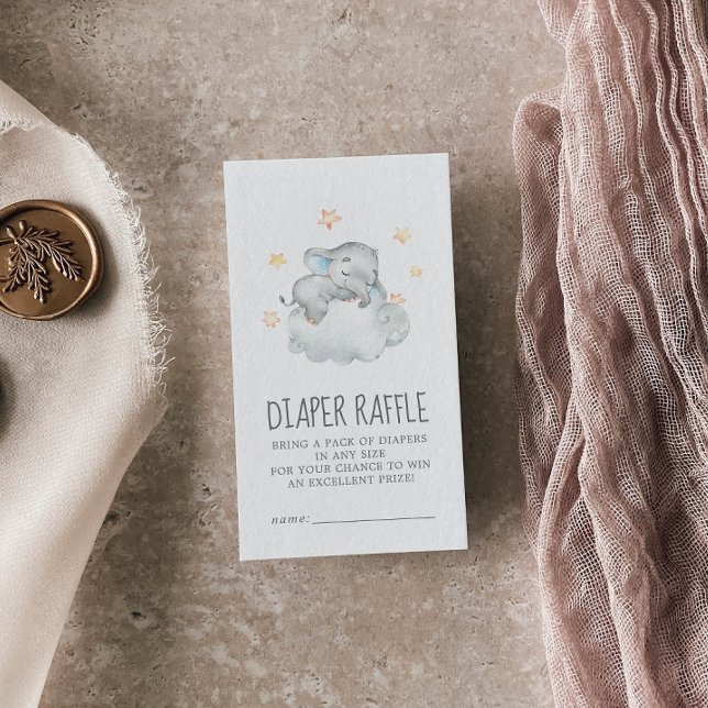 Carte D'accompagnement Petit éléphant Baby shower de couches Raffle (Créateur téléchargé)