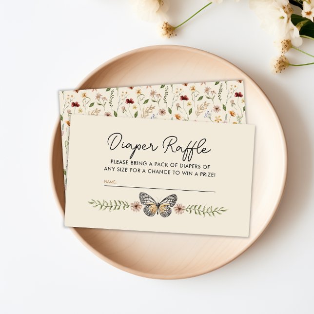 Carte D'accompagnement Petit Fleur sauvage Baby shower de chaudières à ch (Little Wildflower Boho Diaper Raffle Baby Shower Enclosure Card)
