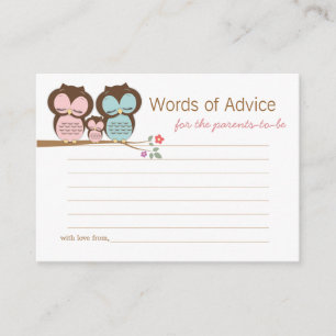 Carte D'accompagnement Petit hibou Baby Girl Conseils Insertion Enceinte