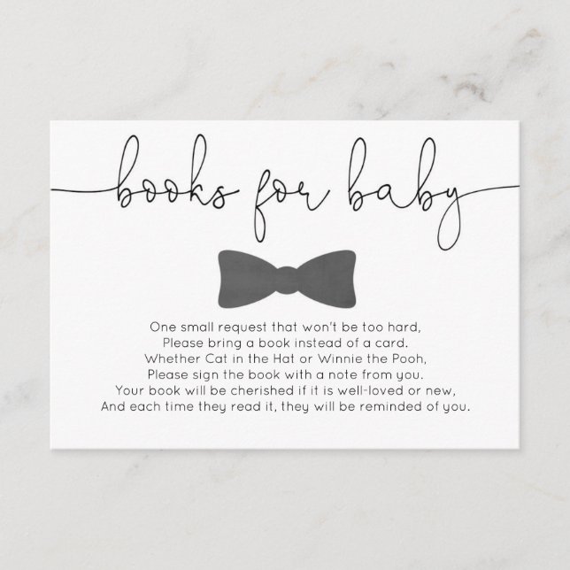 Carte D'accompagnement Petit homme moustache garçon livres de baby shower (Devant)