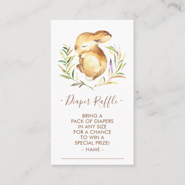 Carte D'accompagnement Petit Lapin Baby shower Déchets Raffle Billet (Devant)