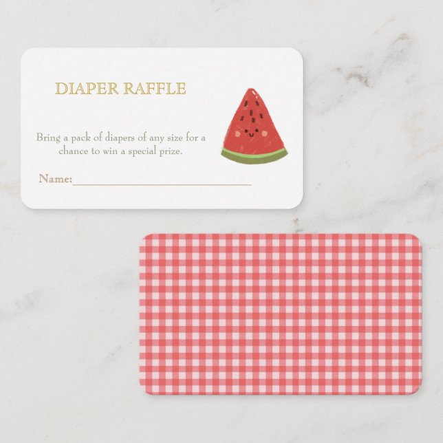 Carte D'accompagnement Petit Melon Baby shower doux Raffle de couche (Devant / Derrière)