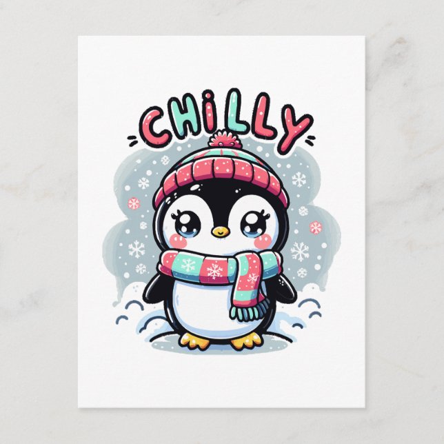Carte D'accompagnement Petit pingouin Snowy Scarf Hug (Devant)