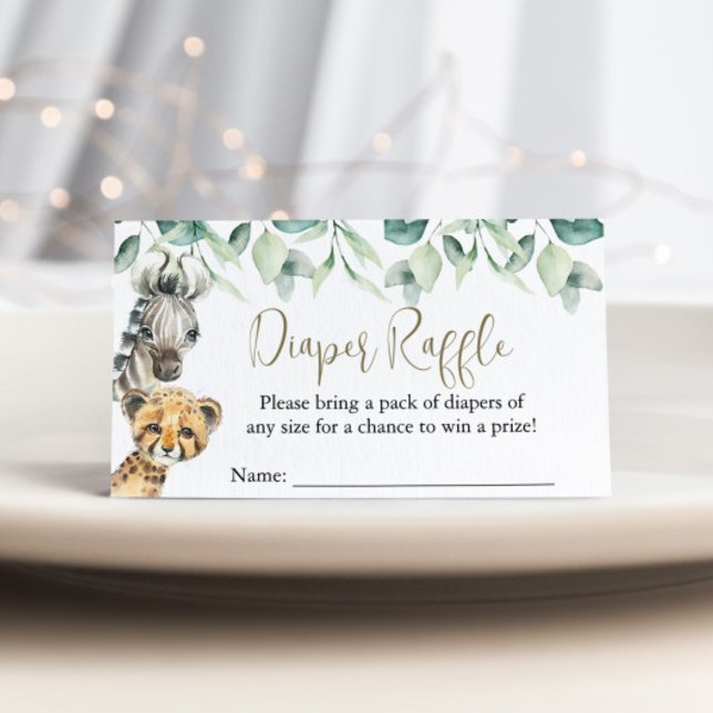 Carte D'accompagnement Petit Wild One Safari Baby shower Déchets Raffle (Diaper Raffle Cards)
