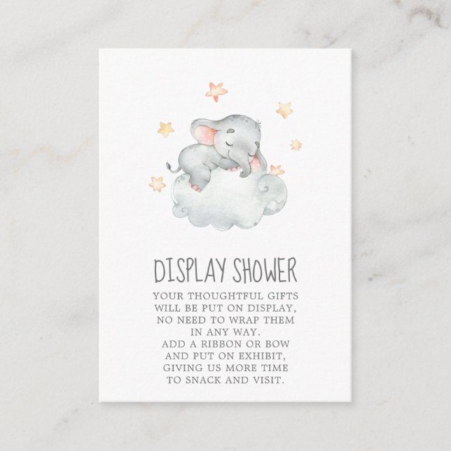 Carte D'accompagnement Petite fille éléphante Baby shower d'écran douche (Devant)