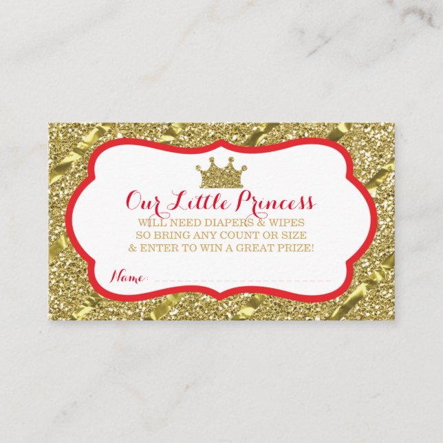 Carte D'accompagnement Petite Princesse Diaper Raffle Billets Faux Partie (Devant)