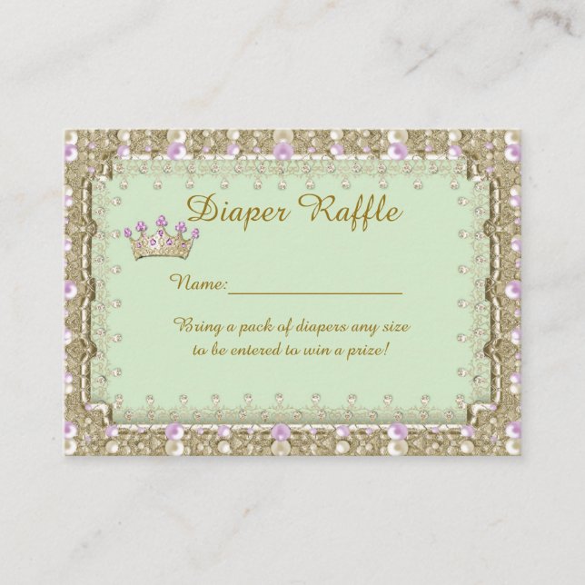 Carte D'accompagnement Petite Princesse Diaper Raffle Billets, menthe (Devant)