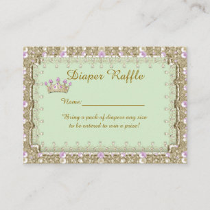 Carte D'accompagnement Petite princesse Diaper Raffle Tickets, menthe