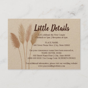Carte D'accompagnement Petits détails mariage Pampas Grasse