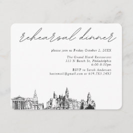 Carte D'accompagnement Philadelphie Mariage Dîner de répétition élégant