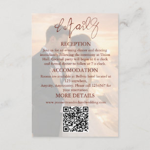 Carte D'accompagnement Photo de mariage avec voeux de plage au coucher du