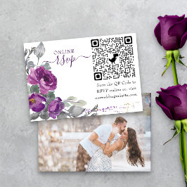 Carte D'accompagnement Photo en ligne RSVP QR Code Mariage violet Floral
