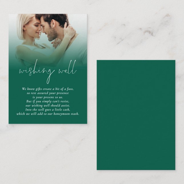 Carte D'accompagnement Photo moderne Emerald Mariage vert Wishing well (Devant / Derrière)