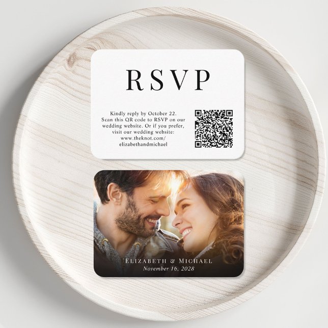 Carte D'accompagnement Photo moderne QR Code Mariage RSVP (Créateur téléchargé)