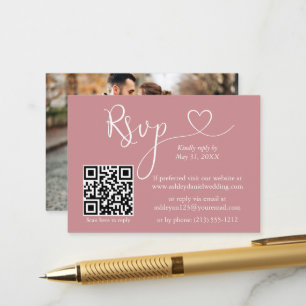 Carte D'accompagnement Photographie de cœur de calligraphie Mariage Rose 