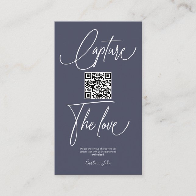Carte D'accompagnement Photos Mariage Premium Simple Share avec code QR (Devant)