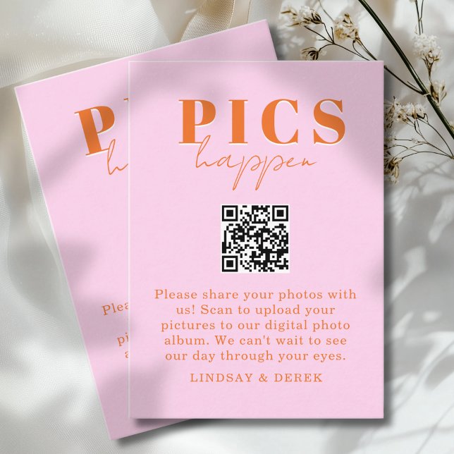 Carte D'accompagnement Pics happen! Photo, QR-Code, Wedding (Pics happen! Photo, QR-Code, Wedding Enclosure Card)