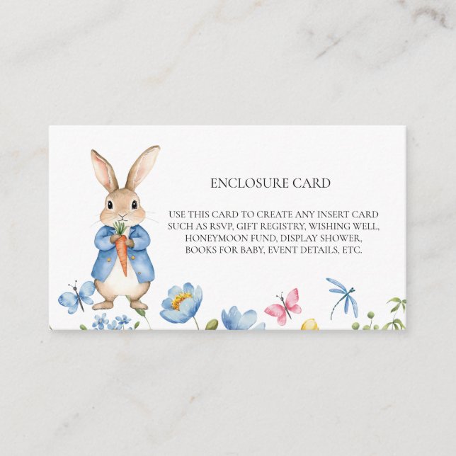 Carte D'accompagnement Pierre Rabbit Aquarelle Florales Fleurs de printem (Devant)