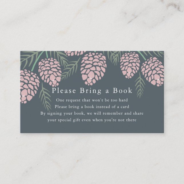 Carte D'accompagnement Pine rose Cone Marine Baby shower Demande de réser (Devant)