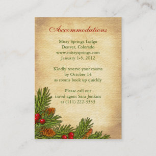 Carte D'accompagnement Pines Boughs Vacances Mariage d'hiver Insertion Ca