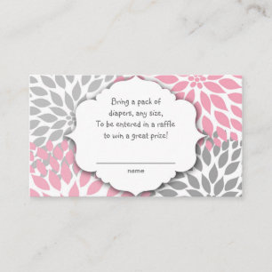 Carte D'accompagnement Pink and Grey Dahlia billet de tombola ou insérer 