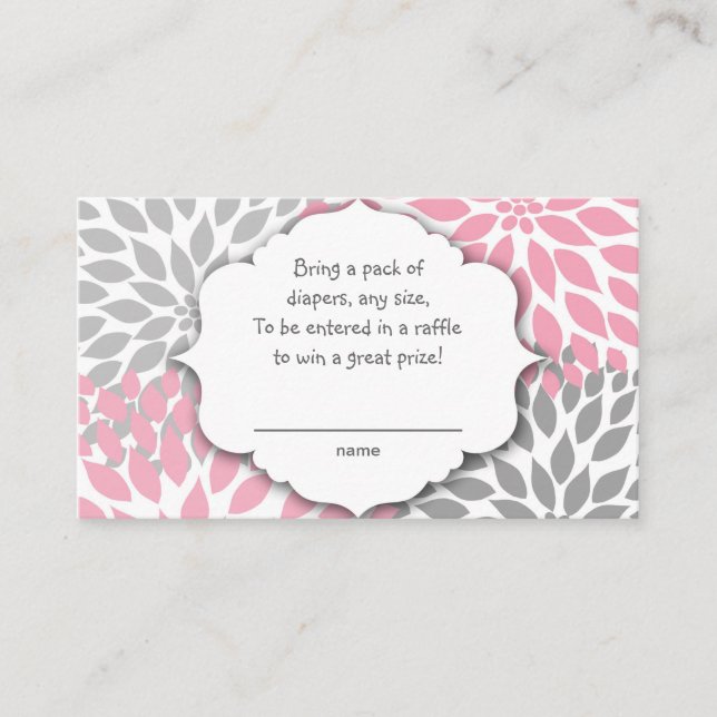 Carte D'accompagnement Pink and Grey Dahlia billet de tombola ou insérer  (Devant)