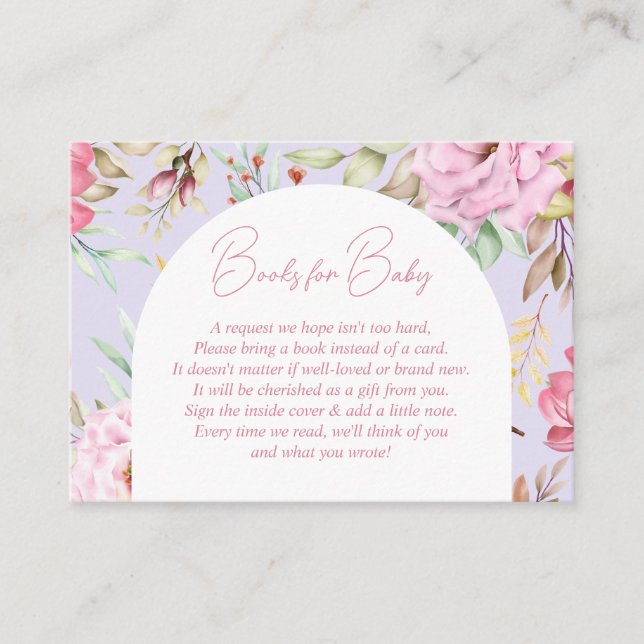 Carte D'accompagnement Pink and Lavender Floral Babal Book Demande (Devant)
