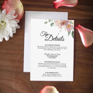 Carte D'accompagnement Pink and Mauve Vintage Floral Détails du Mariage