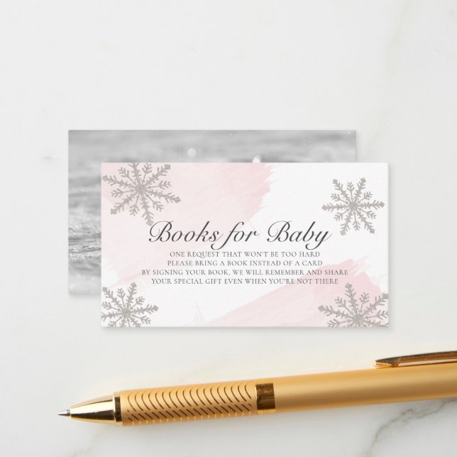 Carte D'accompagnement Pink Aquarelle Silver Flammes de neige Demande de  (Devant/Arrière en situation)