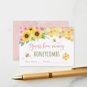 Carte D'accompagnement Pink Bee Sunflower Anniversaire Devinez Combien De