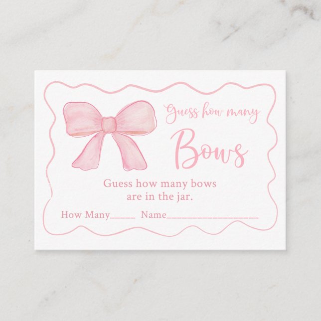 Carte D'accompagnement Pink Bow Anniversaire Devinez Combien De Jeu (Devant)