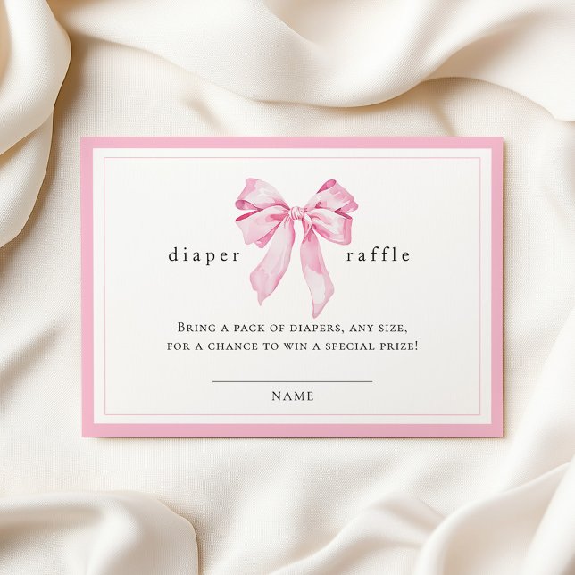 Carte D'accompagnement Pink Bow Baby Shower Diaper Raffle (Créateur téléchargé)