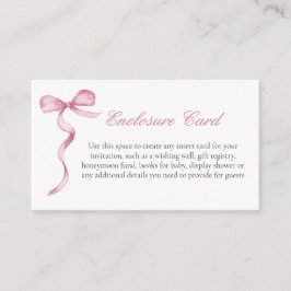 Carte D'accompagnement Pink Bow Girl Baby Custom Enclôture Card
