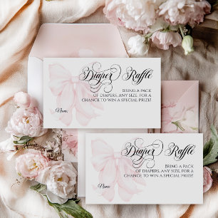 Carte D'accompagnement Pink Bow moderne Élégante fille Baby shower couche
