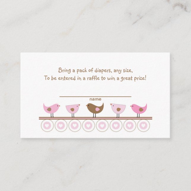 Carte D'accompagnement Pink Brown Birds Déchets Raffle Billets ou insérer (Devant)