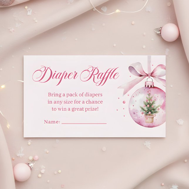 Carte D'accompagnement Pink Christmas Ornament Diaper Raffle Baby Shower (Créateur téléchargé)