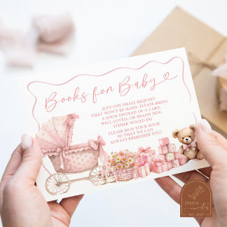 Carte D'accompagnement Pink Coquette Carriage Baby Shower Books for Baby