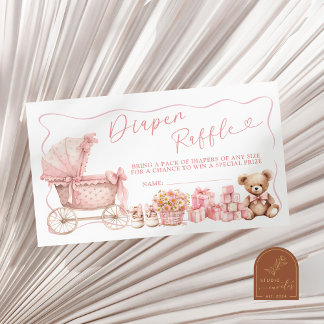 Carte D'accompagnement Pink Coquette Carriage Baby Shower Diaper Raffle E