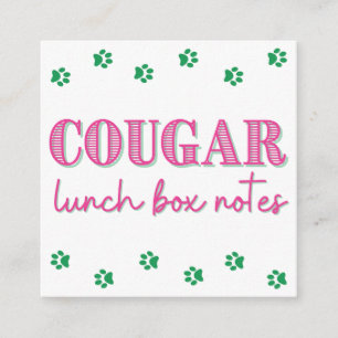 Carte D'accompagnement Pink Cougar Print Name Lunch Box Notes