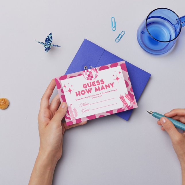 Carte D'accompagnement Pink Disco Cowgirl Devine Combien De Baisers Jeu (Créateur téléchargé)