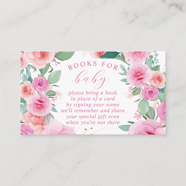 Carte D'accompagnement Pink Floral Baby in Bloom Livres pour bébé (Devant)