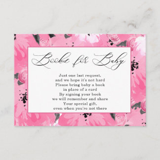Carte D'accompagnement Pink Floral Books for Baby Shower 